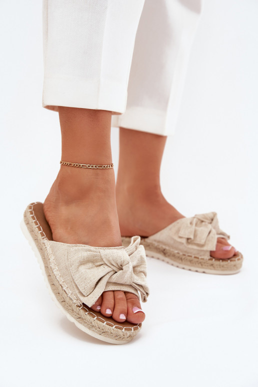 Chaussons à plateforme pour femmes avec tressage et nœud en sable Alpireda
