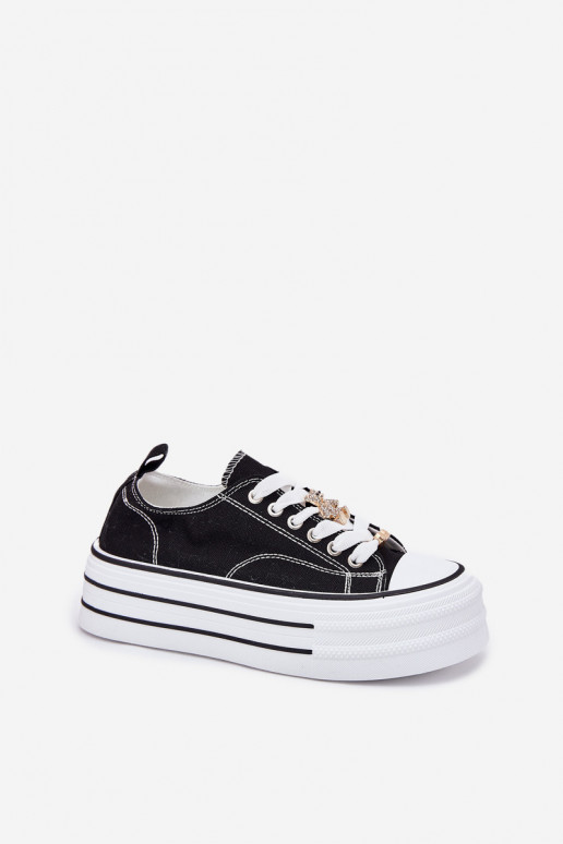 Chaussures décontractées avec plateforme en or et noir Fiorina