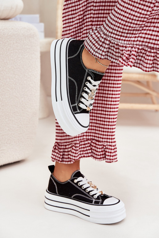 Chaussures décontractées avec plateforme en or et noir Fiorina