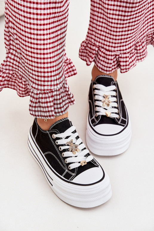 Chaussures décontractées avec plateforme en or et noir Fiorina