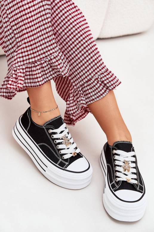Chaussures décontractées avec plateforme en or et noir Fiorina