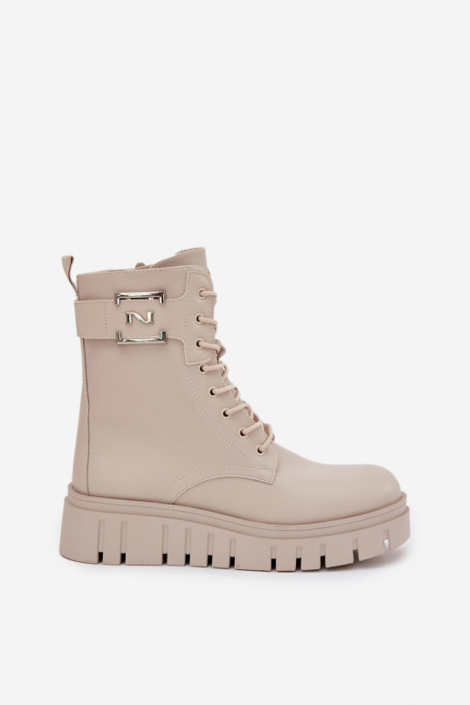 Bottines isolées avec plateforme et détails décoratifs en ivoire Lyrana