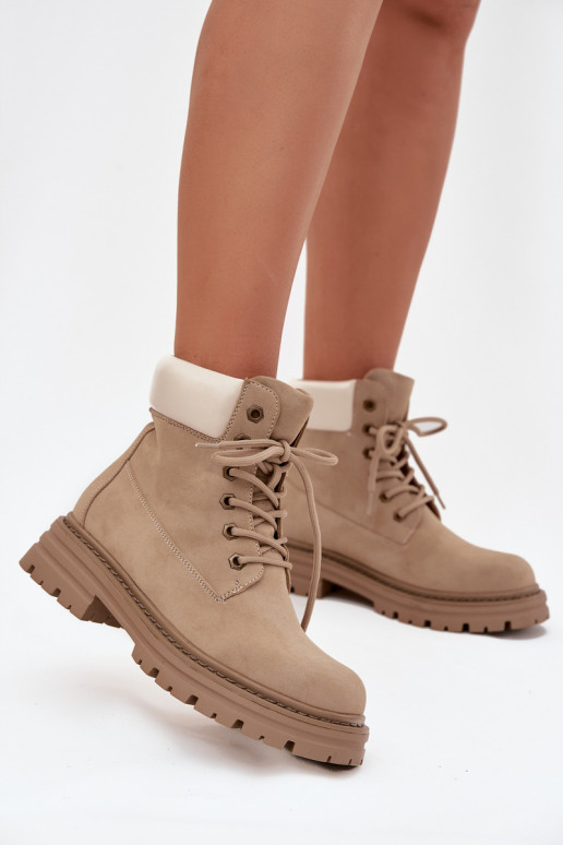 Chaussures pour femmes avec lacets en couleur sable Norena