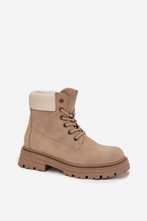 Chaussures pour femmes avec lacets en couleur sable Norena