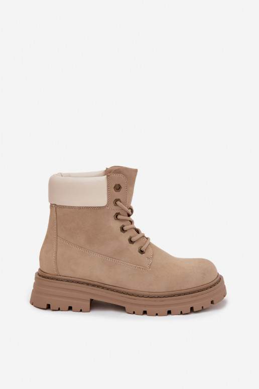 Chaussures pour femmes avec lacets en couleur sable Norena