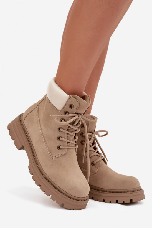 Chaussures pour femmes avec lacets en couleur sable Norena