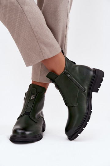 Bottines pour femmes doublées avec des détails décoratifs en kaki Roselle 2