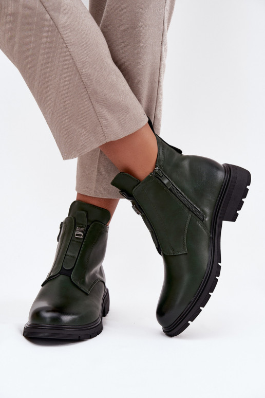 Bottines pour femmes doublées avec des détails décoratifs en kaki Roselle