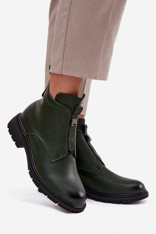 Bottines pour femmes doublées avec des détails décoratifs en kaki Roselle