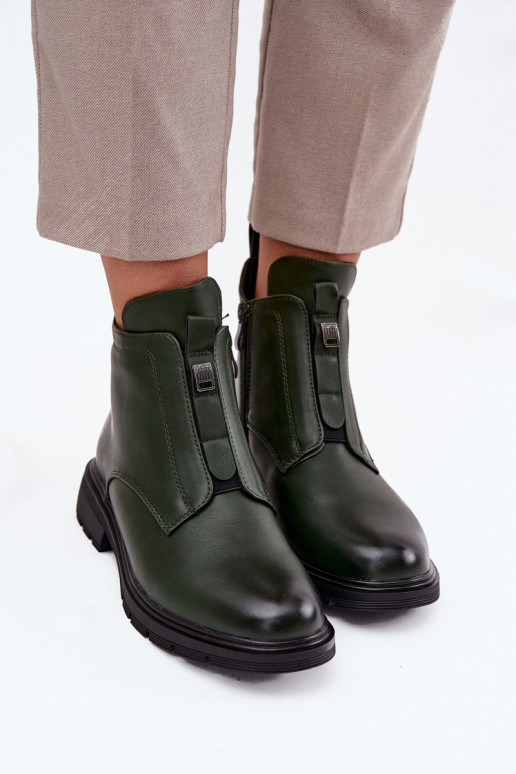 Bottines pour femmes doublées avec des détails décoratifs en kaki Roselle