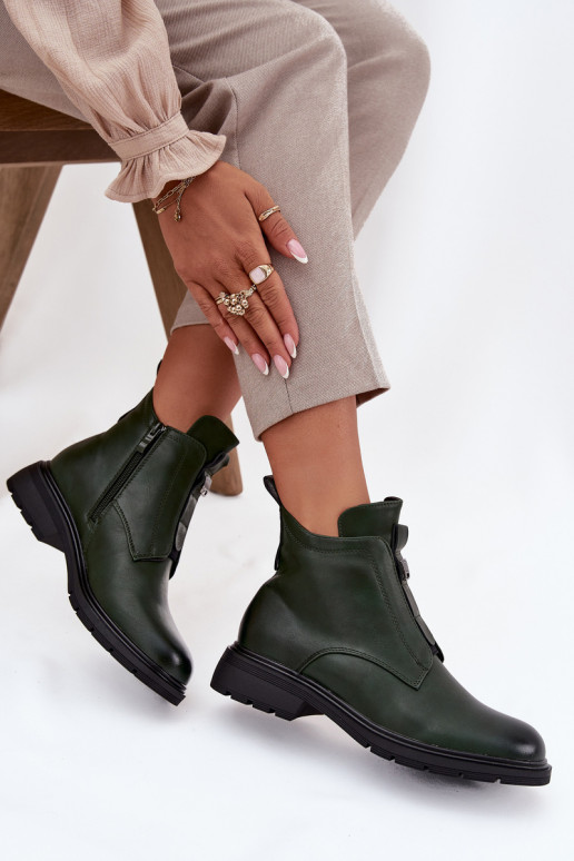 Bottines pour femmes doublées avec des détails décoratifs en kaki Roselle