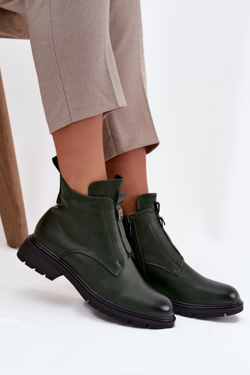 Bottines pour femmes doublées avec des détails décoratifs en kaki Roselle