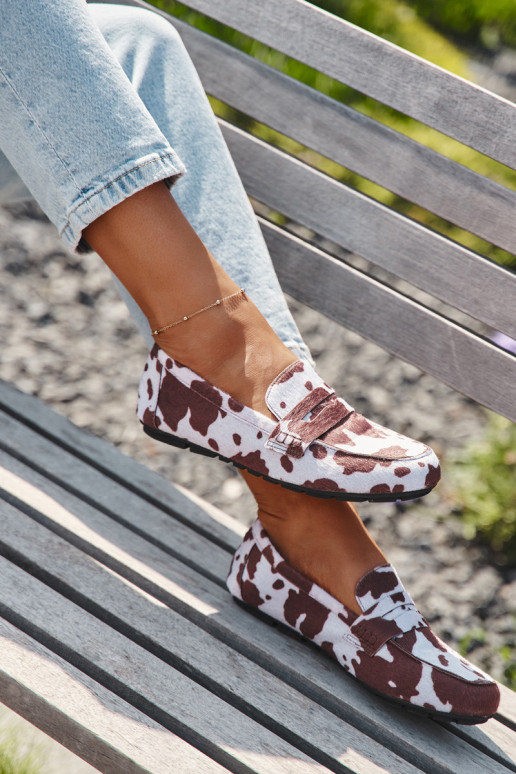 Mocassins pour femmes marron et blancs Roseline
