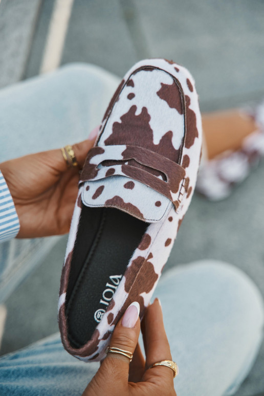 Mocassins pour femmes marron et blancs Roseline