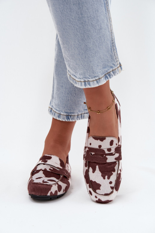Mocassins pour femmes marron et blancs Roseline