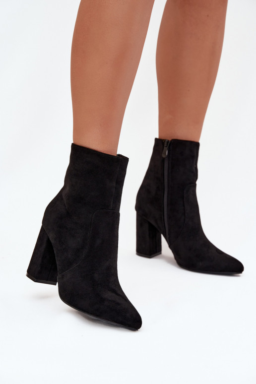 Bottines pour femmes chaudes en daim synthétique, noires Pralina