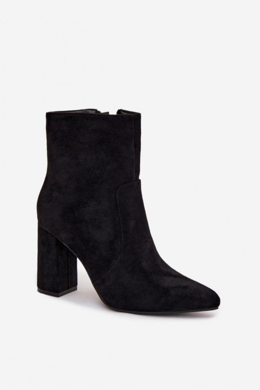 Bottines pour femmes chaudes en daim synthétique, noires Pralina