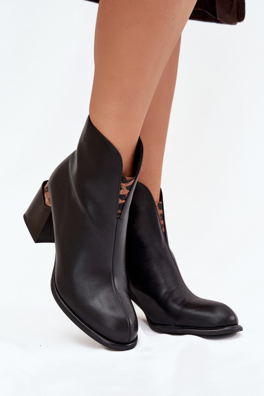 Bottines en cuir noires pour femmes Vinceza 66811