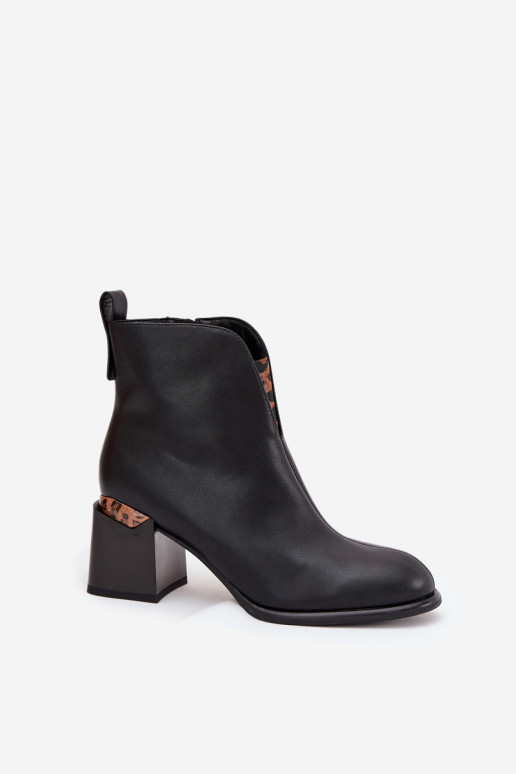 Bottines en cuir noires pour femmes Vinceza 66811
