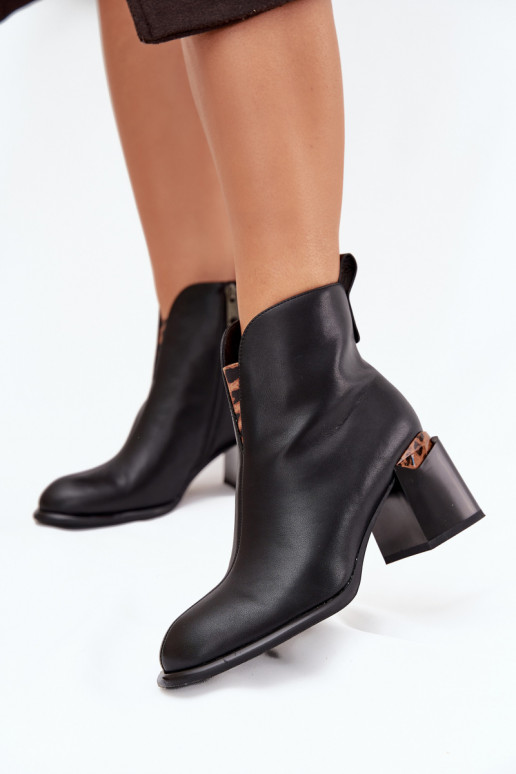 Bottines en cuir noires pour femmes Vinceza 66811