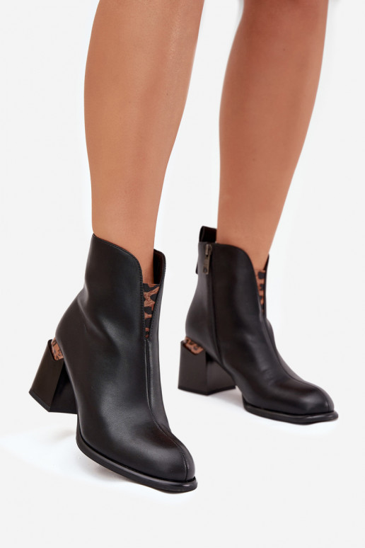 Bottines en cuir noires pour femmes Vinceza 66811