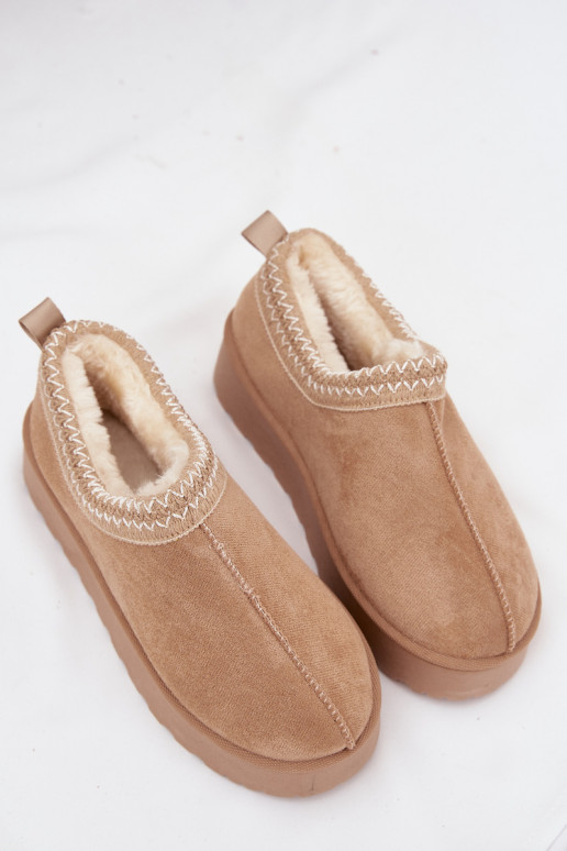 Bottes de neige basses couleur sable avec fleurs brodées et plateforme Taliah