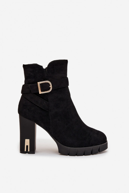Bottines pour femmes chaudes avec boucles, noires Nolivira