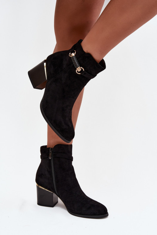 Bottines pour femmes chaudes avec talons et talons décorés, noires Galissa