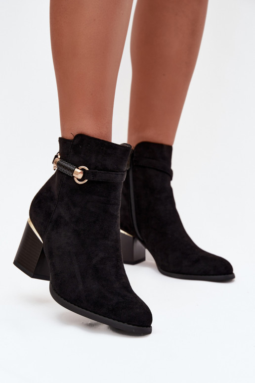 Bottines pour femmes chaudes avec talons et talons décorés, noires Galissa