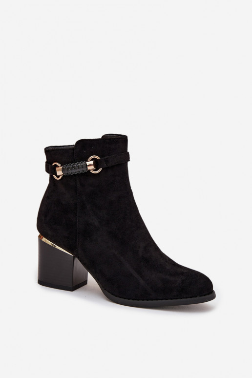 Bottines pour femmes chaudes avec talons et talons décorés, noires Galissa