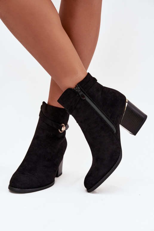 Bottines pour femmes chaudes avec talons et talons décorés, noires Galissa