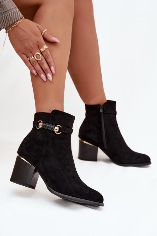 Bottines pour femmes chaudes avec talons et talons décorés, noires Galissa