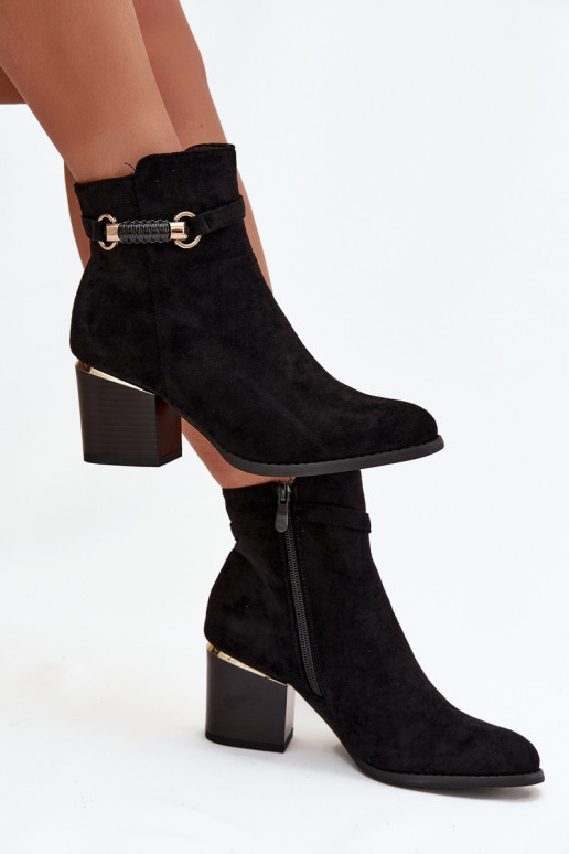 Bottines pour femmes chaudes avec talons et talons décorés, noires Galissa