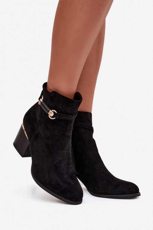 Bottines pour femmes chaudes avec talons et talons décorés, noires Galissa