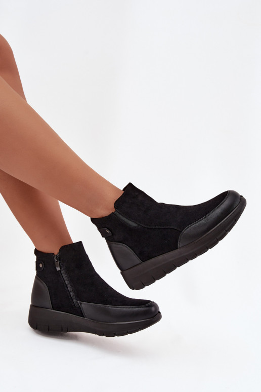 Bottines pour femmes chaudes avec fourrure à l'intérieur, noires Breena