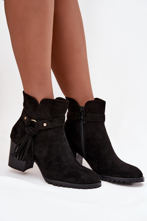 Bottines noires pour femmes avec franges Rosabella