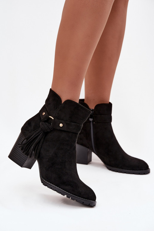 Bottines noires pour femmes avec franges Rosabella