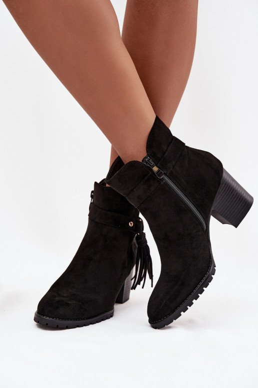 Bottines noires pour femmes avec franges Rosabella