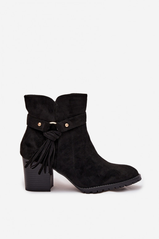 Bottines noires pour femmes avec franges Rosabella