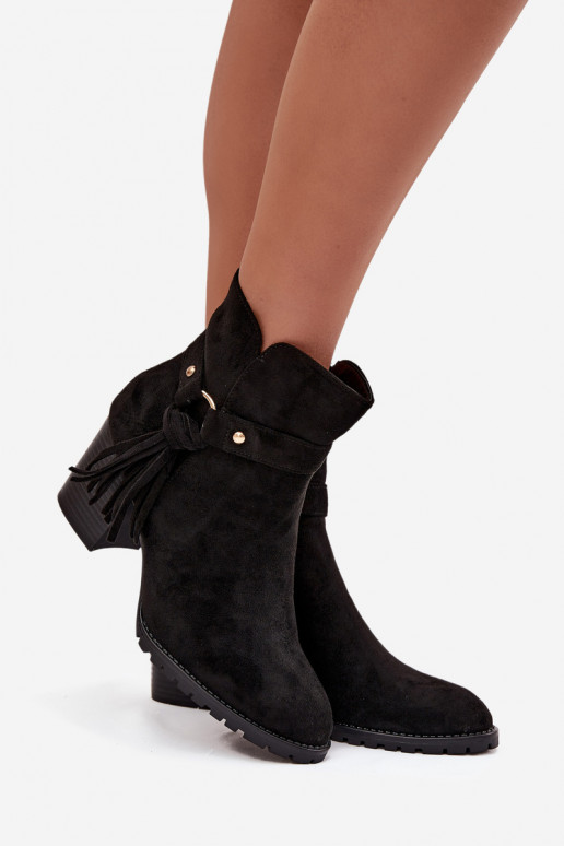 Bottines noires pour femmes avec franges Rosabella
