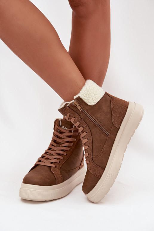 Bottes d'hiver pour femmes brunes avec isolation Lee Cooper LCJ-25-01-3735
