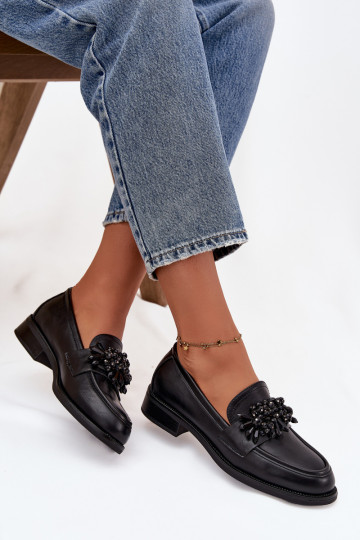 Mocassins noirs pour femmes avec ornements Murelle
