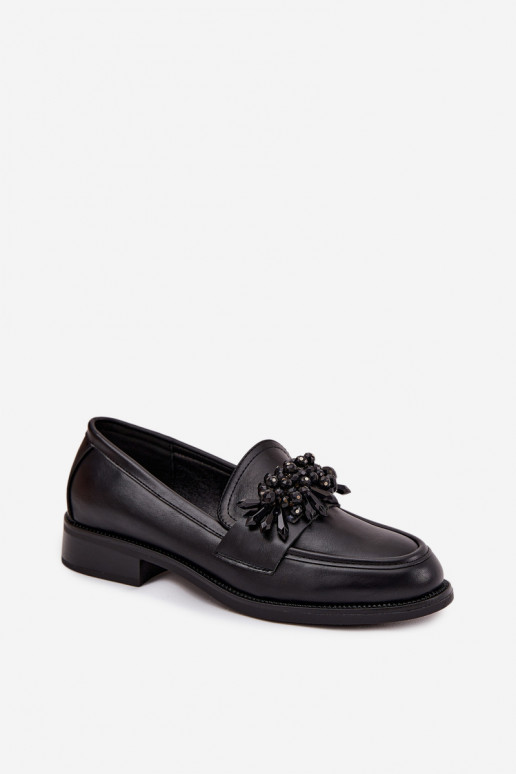 Mocassins noirs pour femmes avec ornements Murelle