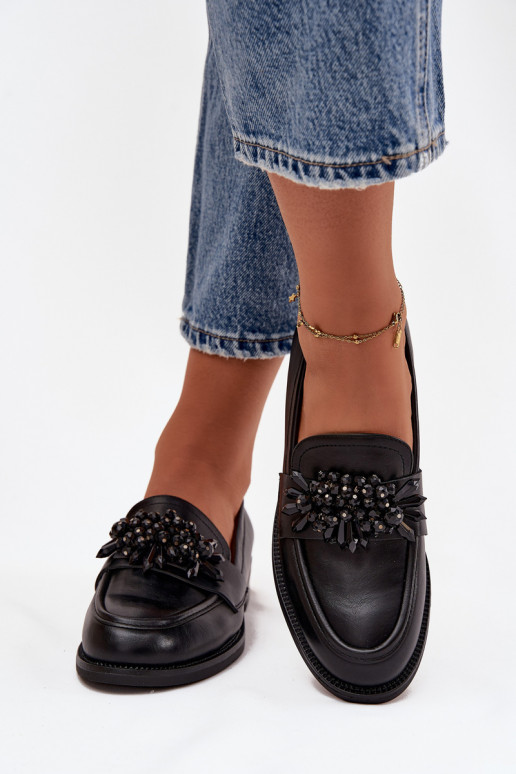 Mocassins noirs pour femmes avec ornements Murelle