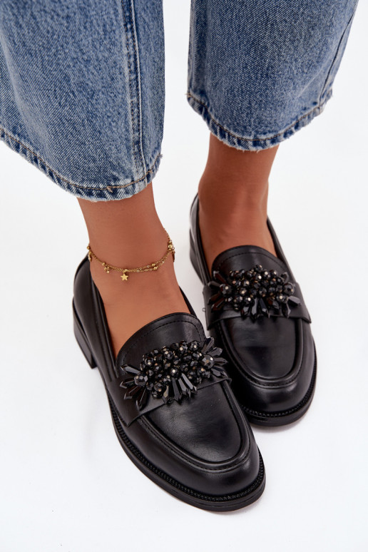 Mocassins noirs pour femmes avec ornements Murelle