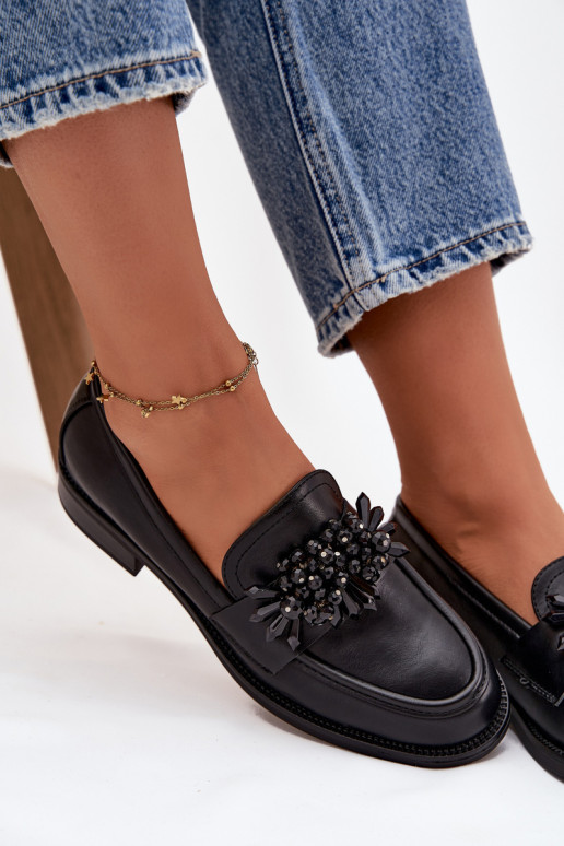 Mocassins noirs pour femmes avec ornements Murelle