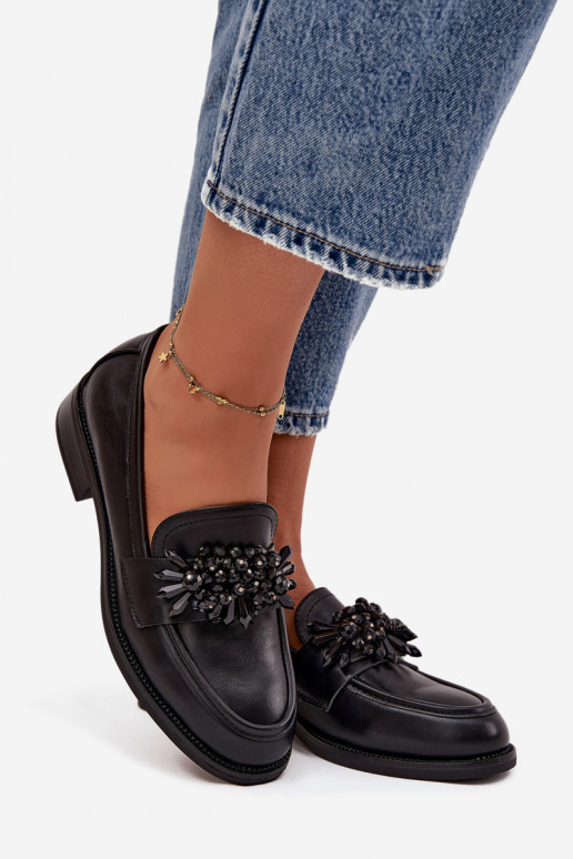 Mocassins noirs pour femmes avec ornements Murelle