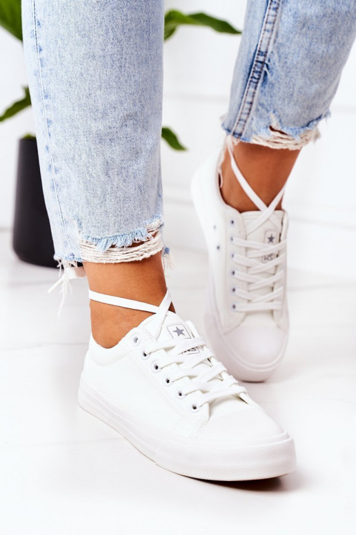 Baskets en cuir pour femmes blanches Mega