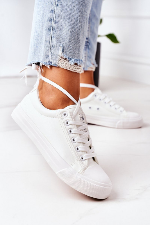 Baskets en cuir pour femmes blanches Mega