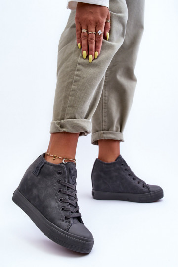 Chaussures décontractées en cuir synthétique avec plateforme grises Big Star MM274005 2